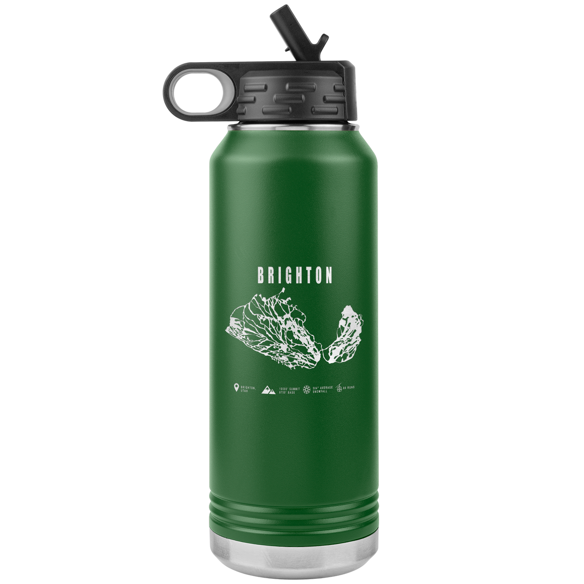 Brighton,Utah Ski Trail Map 32oz Water Bottle Tumbler - Powderaddicts
