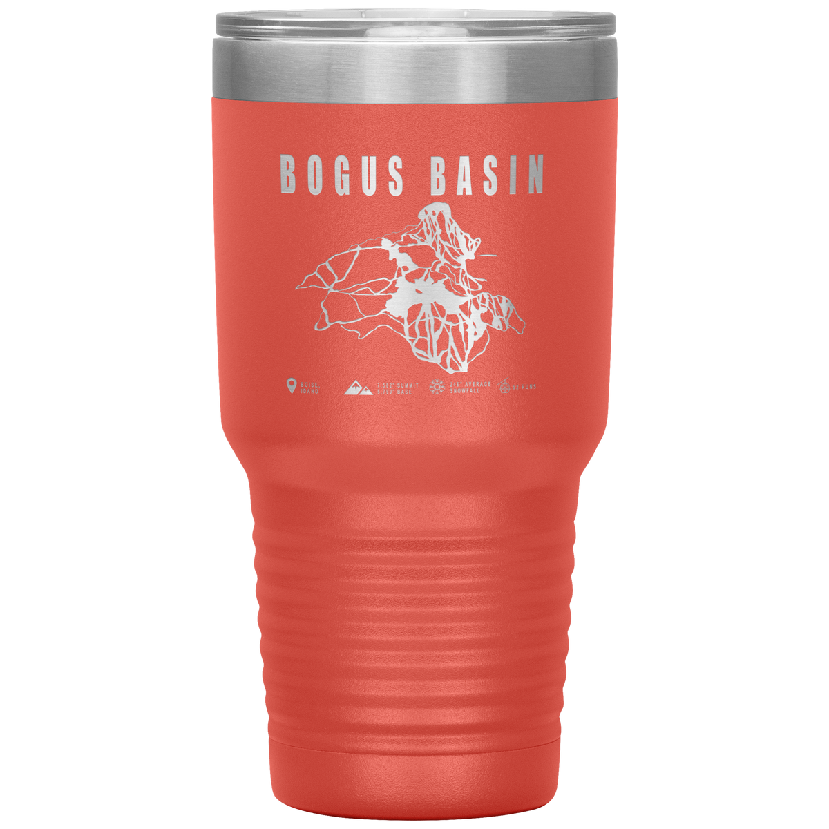 Bogus Basin Idaho Ski Trail Map 30oz Tumbler - Powderaddicts