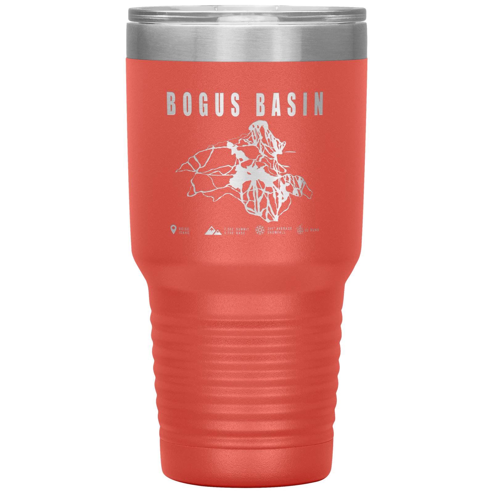 Bogus Basin Idaho Ski Trail Map 30oz Tumbler - Powderaddicts