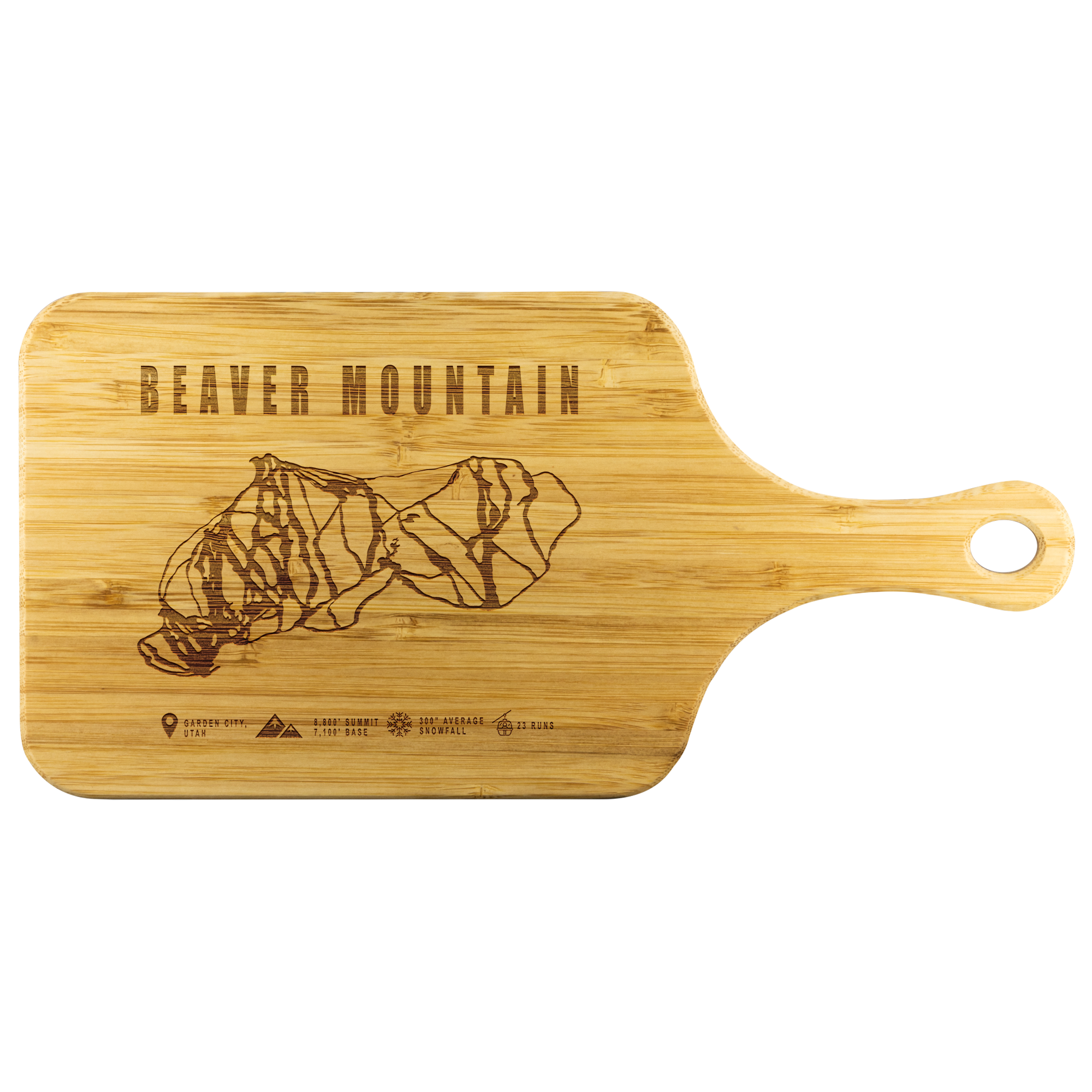 Beaver Mountain,Utah Ski Trail Map Cutting Board With Handle - Powderaddicts