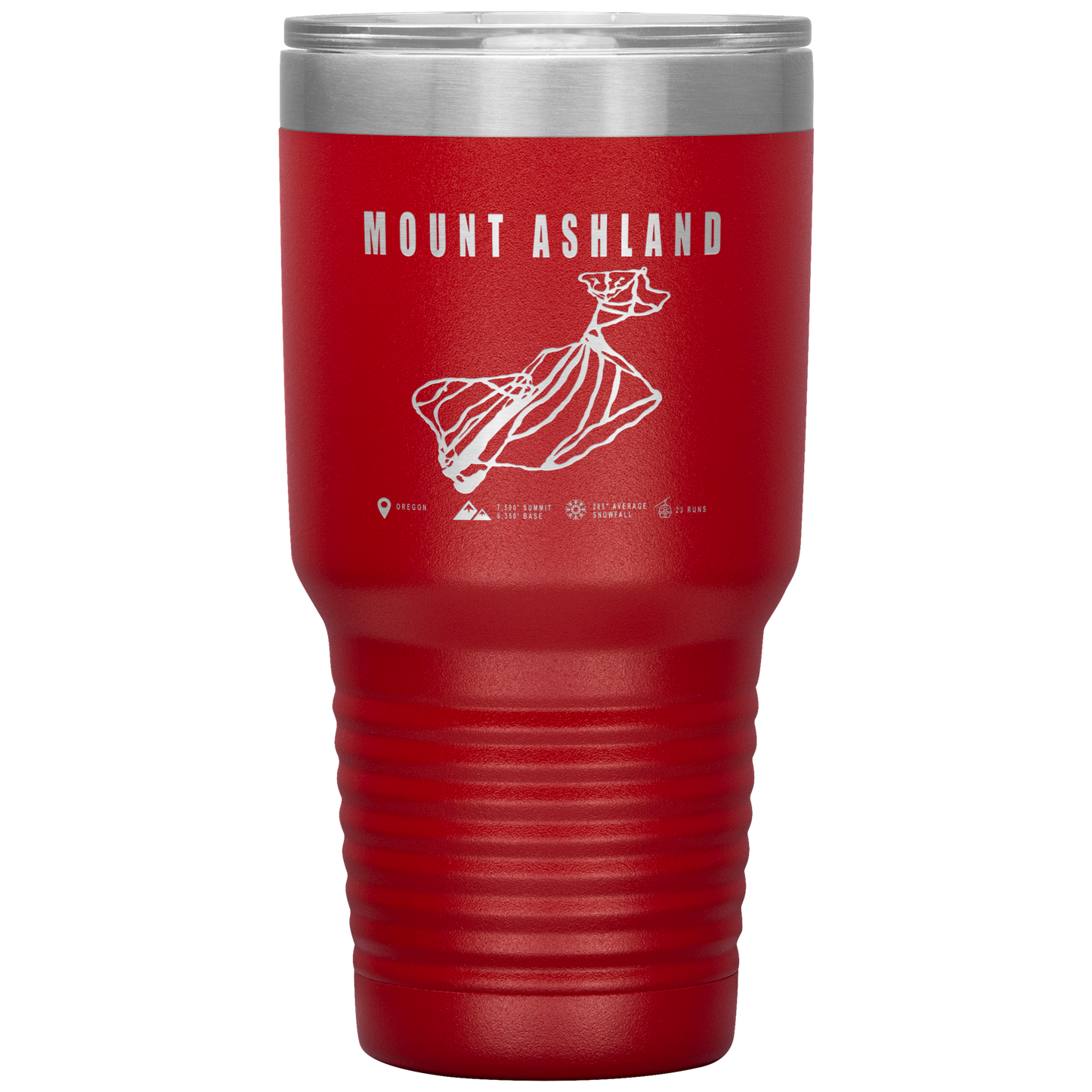 Mount Ashland, Oregon Ski Trail Map 30oz Tumbler - Powderaddicts
