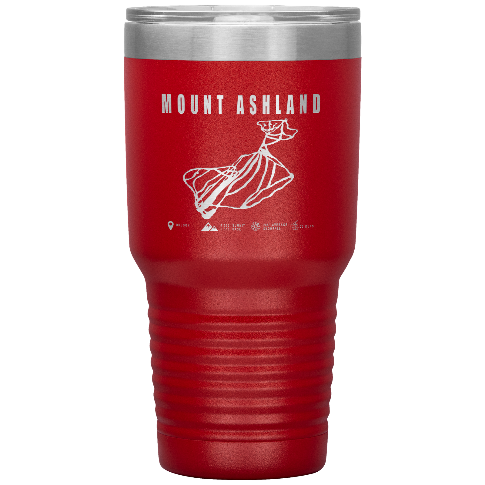 Mount Ashland, Oregon Ski Trail Map 30oz Tumbler - Powderaddicts