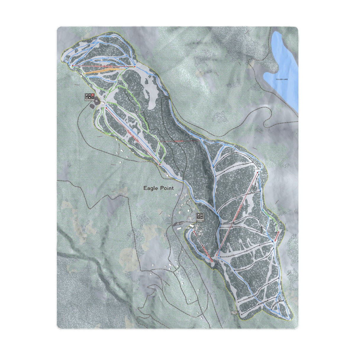 Eagle Point, Utah Ski Resort Map Printed Beach Towel - Powderaddicts