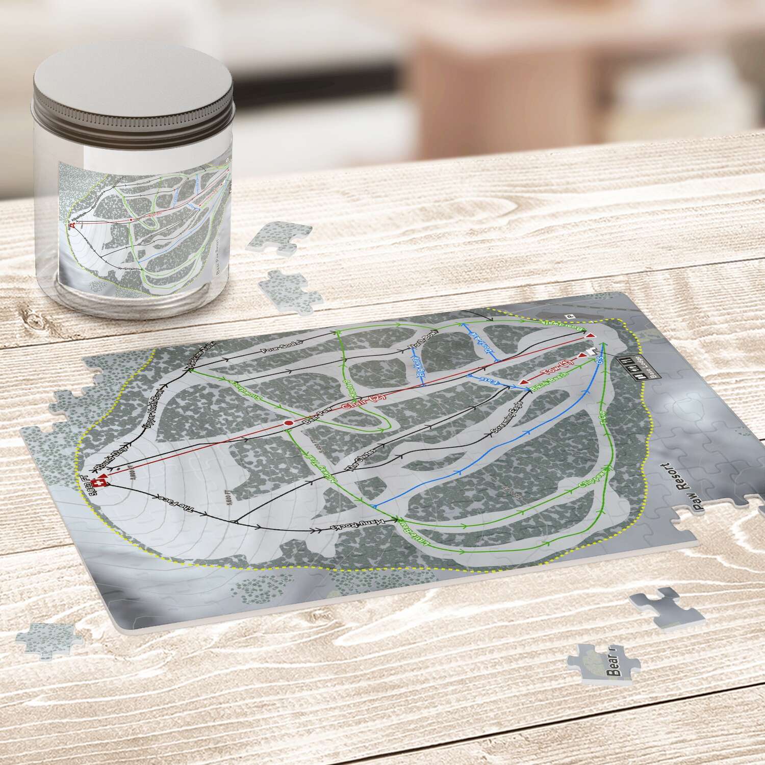 Bear Paw, Montana Ski Trail Map Puzzle - Powderaddicts