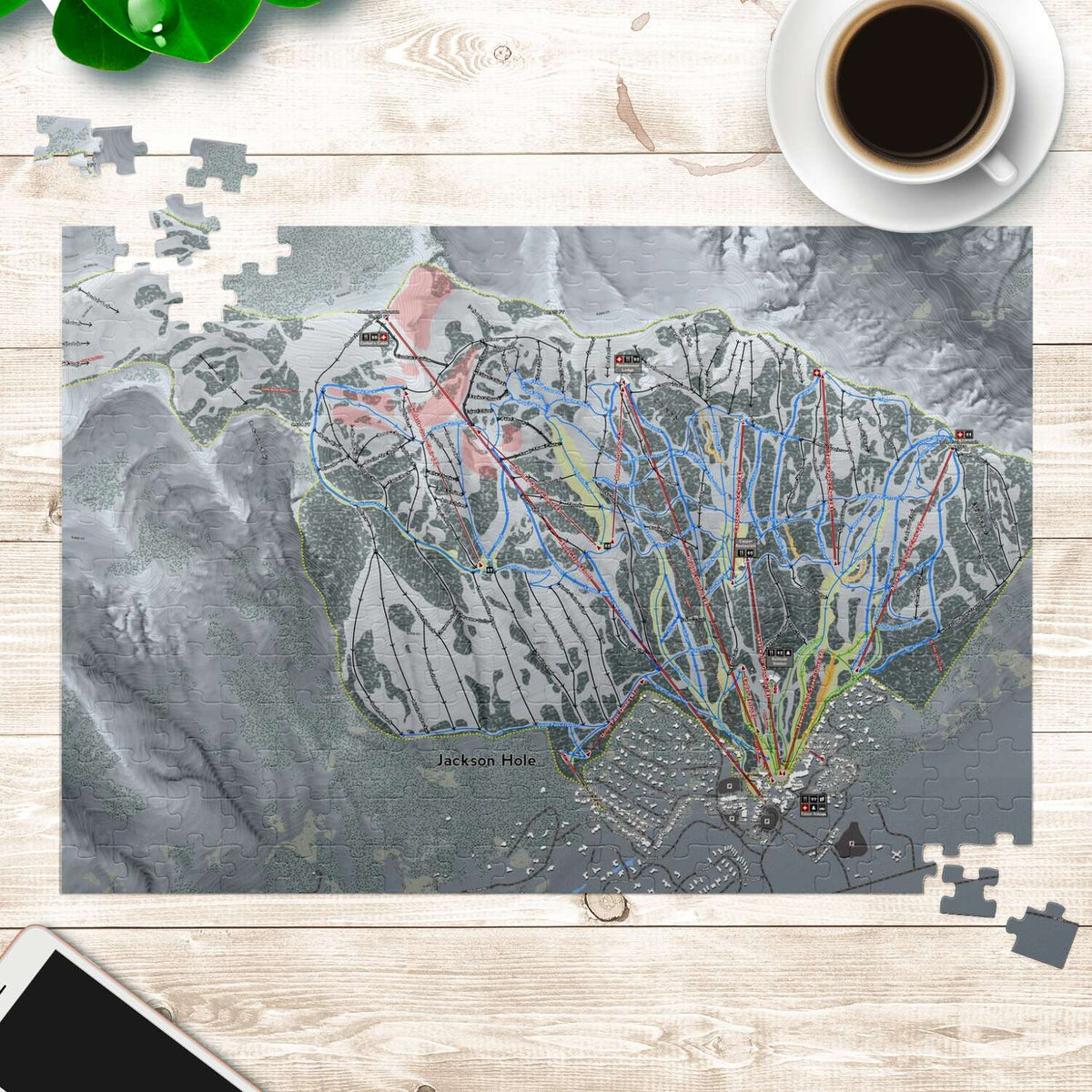 Jackson Hole, Wyoming Ski Trail Map Puzzle - Powderaddicts