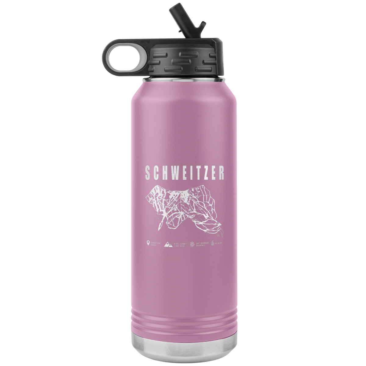 Schweitzer Idaho Ski Trail Map 32oz Water Bottle Tumbler - Powderaddicts