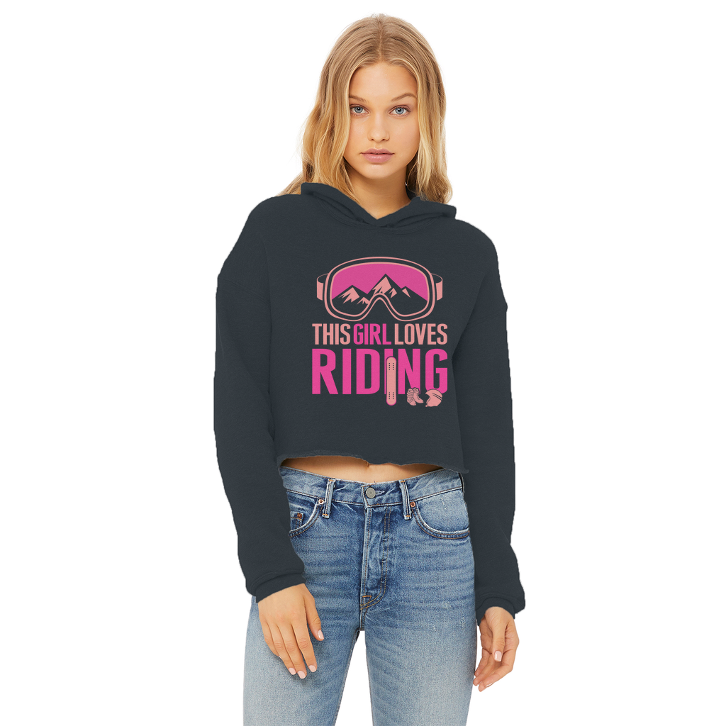 This Girl Loves Riding Ladies Cropped Raw Edge Hoodie - Powderaddicts