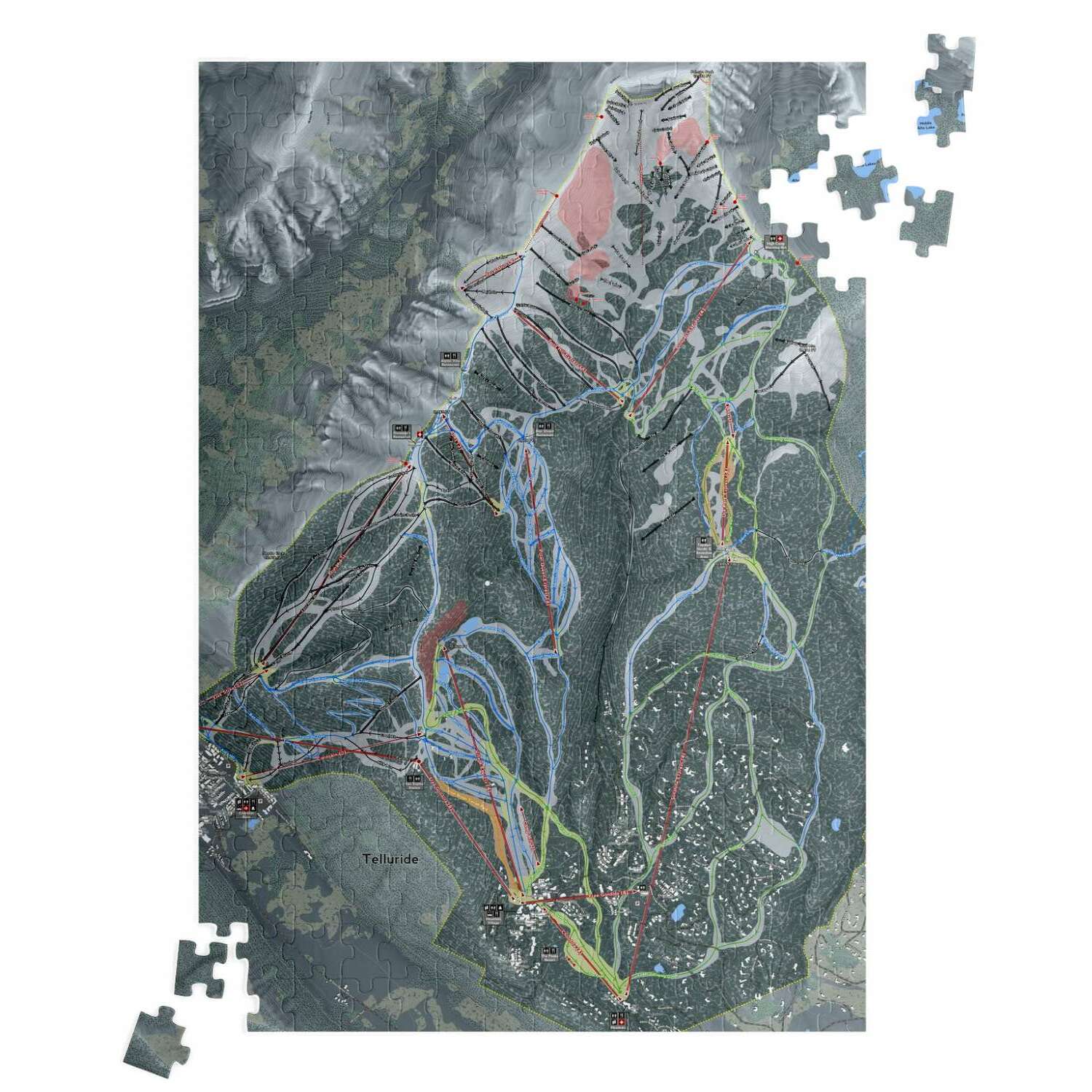 Telluride, Colorado Ski Trail Map Puzzle - Powderaddicts