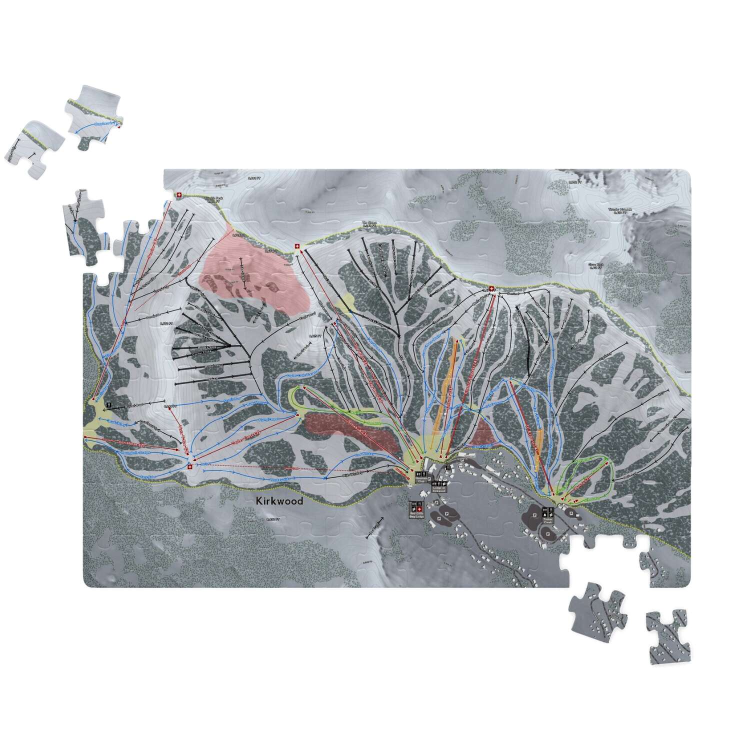 Kirkwood, California Ski Trail Map Puzzle - Powderaddicts