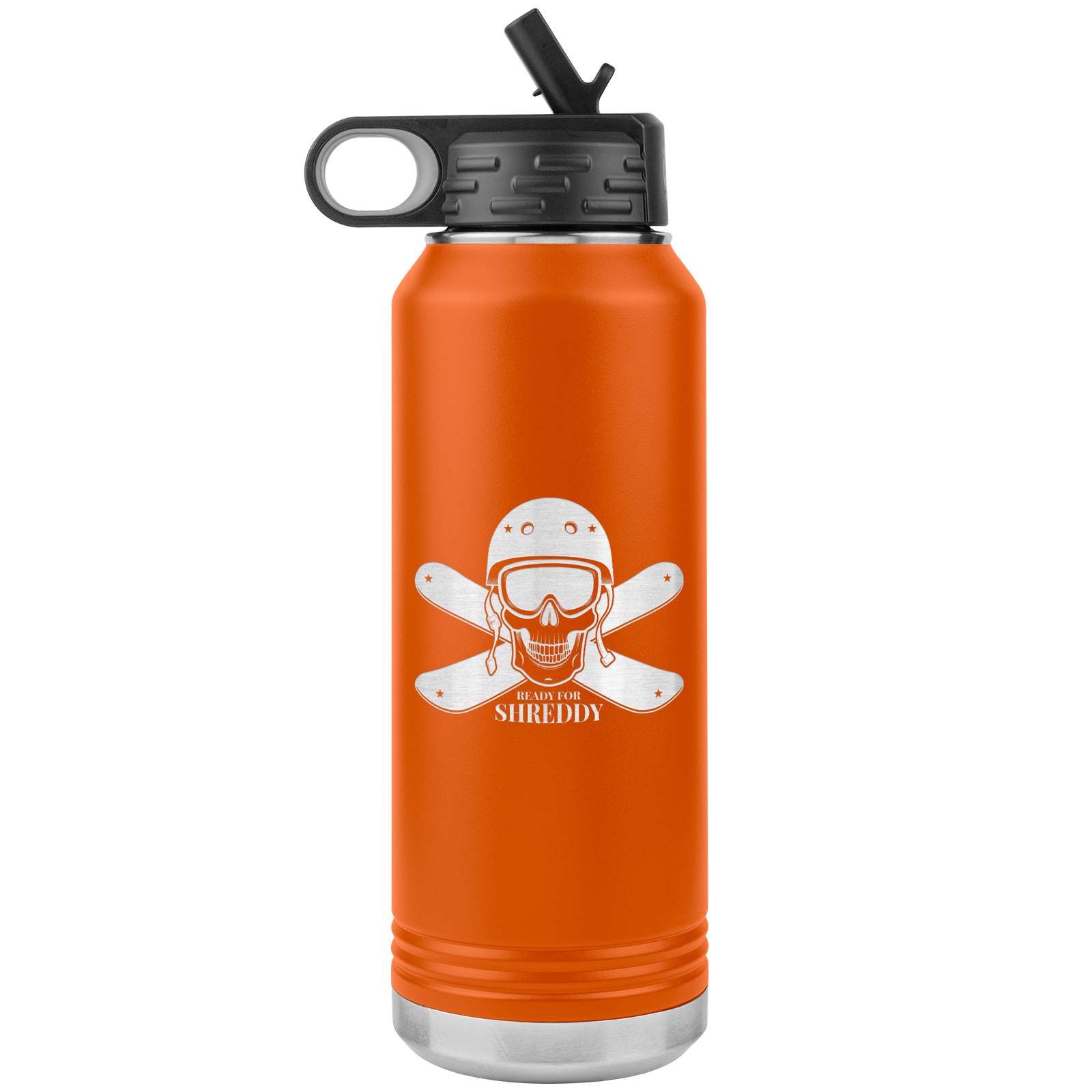 Ready For Shreddy Skeleton Skis 32oz Water Bottle Tumbler - Powderaddicts