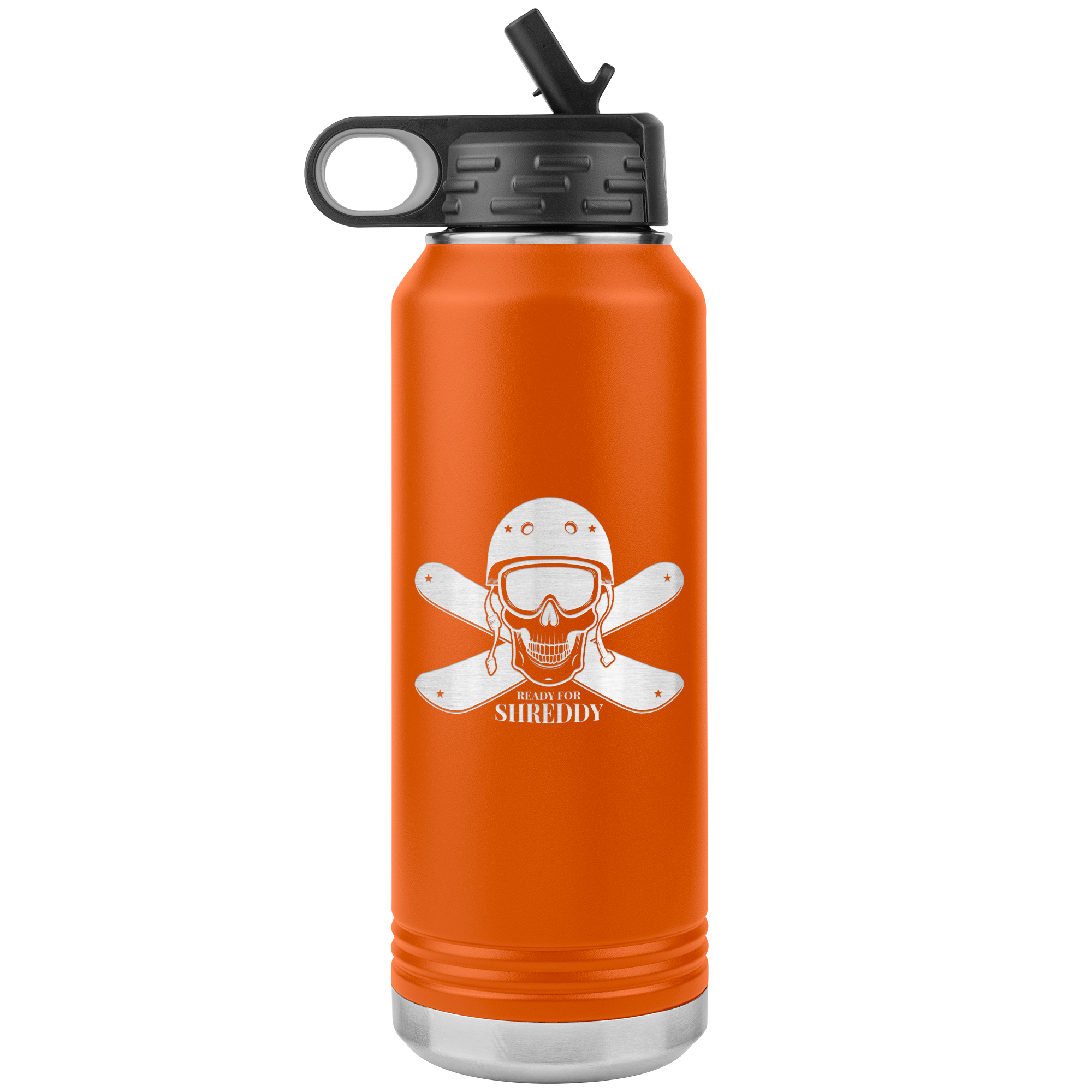 Ready For Shreddy Skeleton Skis 32oz Water Bottle Tumbler - Powderaddicts