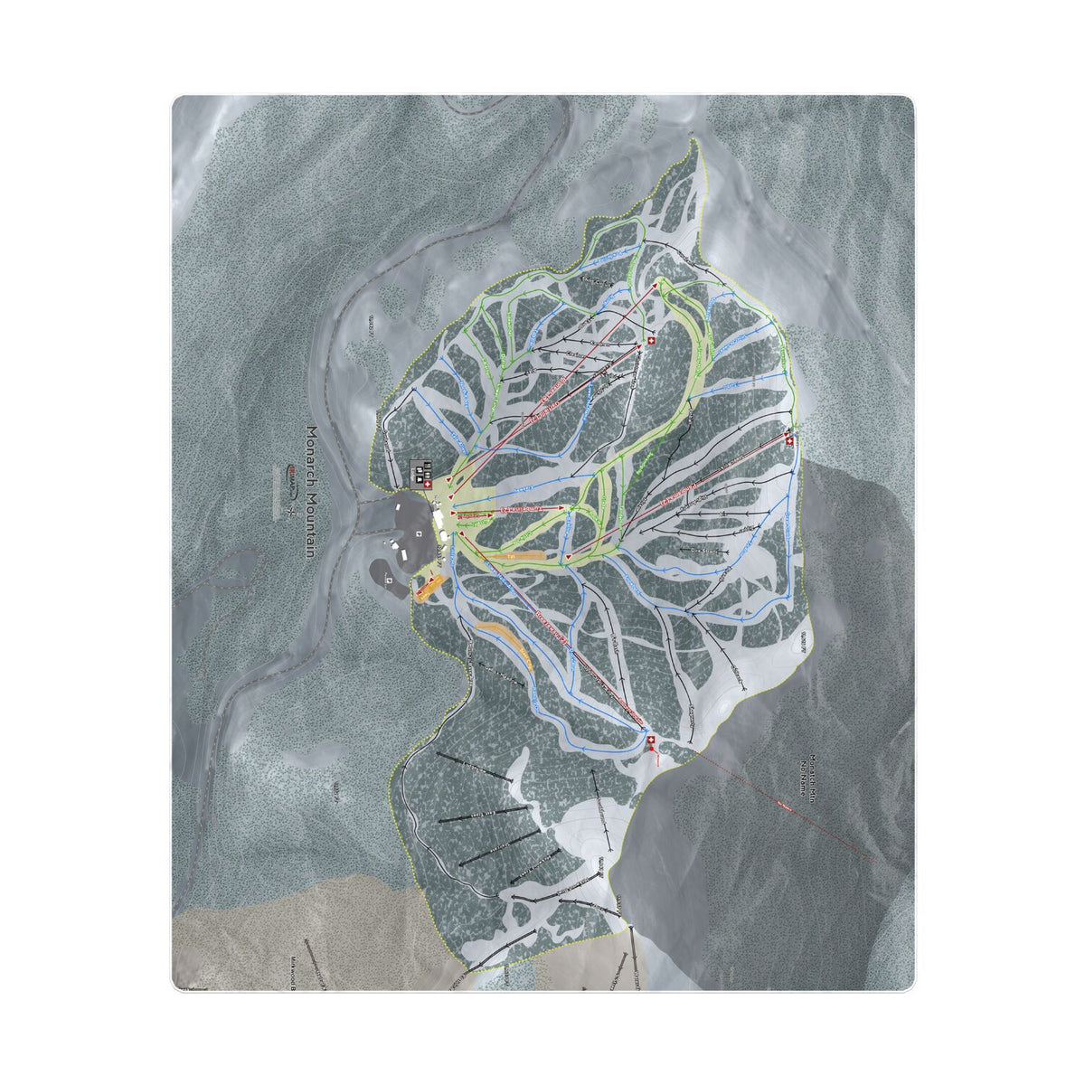 Monarch Mountain, Colorado Ski Resort Map Printed Beach Towel