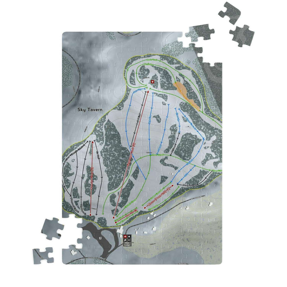 Sky Tavern, Nevada Ski Trail Map Puzzle - Powderaddicts