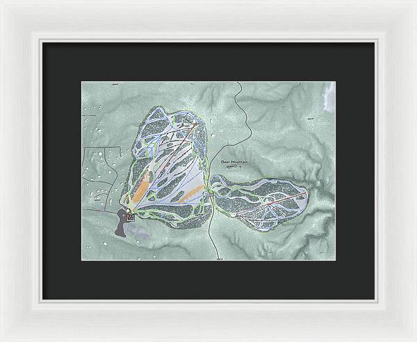 Deer Mountain Ski Trail Map - Framed Print - Powderaddicts