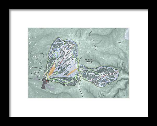 Deer Mountain Ski Trail Map - Framed Print - Powderaddicts