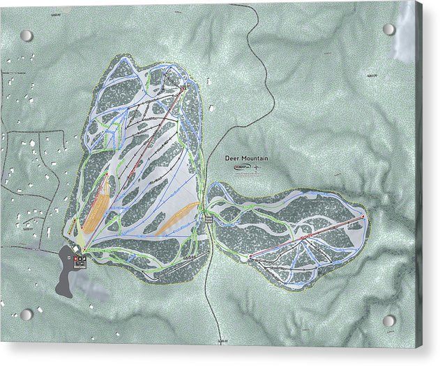 Deer Mountain Ski Trail Map - Acrylic Print - Powderaddicts