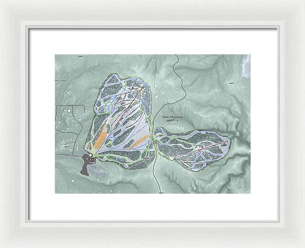 Deer Mountain Ski Trail Map - Framed Print - Powderaddicts