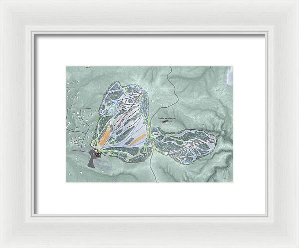 Deer Mountain Ski Trail Map - Framed Print - Powderaddicts
