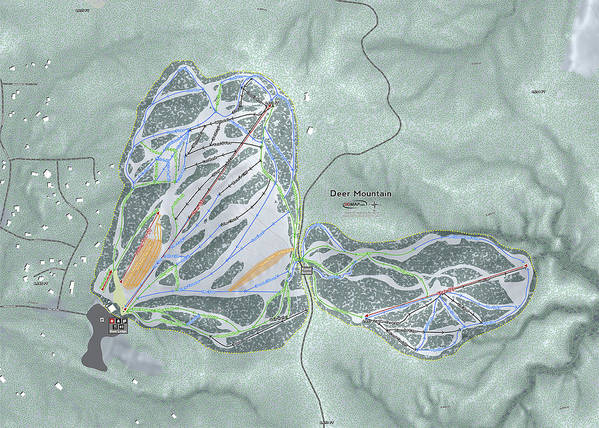 Deer Mountain Ski Trail Map - Art Print - Powderaddicts