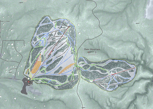 Deer Mountain Ski Trail Map - Art Print - Powderaddicts