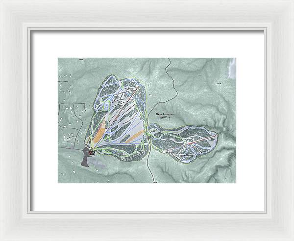 Deer Mountain Ski Trail Map - Framed Print - Powderaddicts
