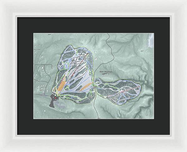 Deer Mountain Ski Trail Map - Framed Print - Powderaddicts