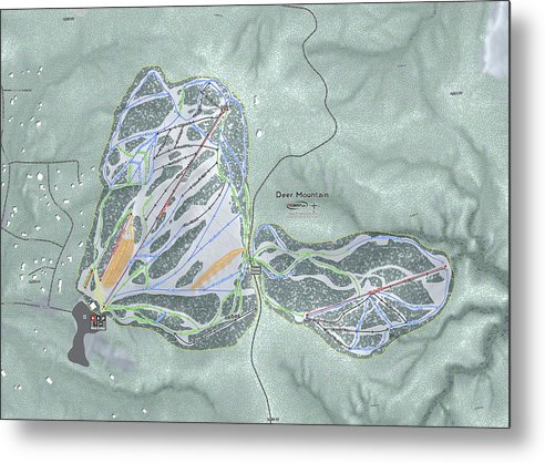Deer Mountain Ski Trail Map - Metal Print - Powderaddicts