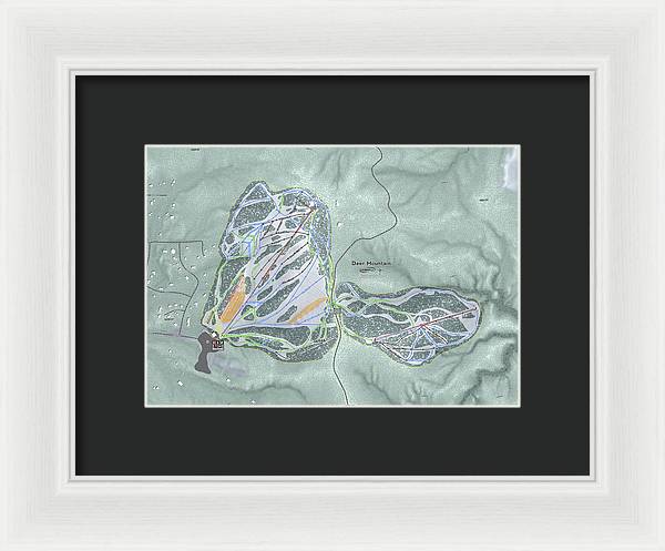 Deer Mountain Ski Trail Map - Framed Print - Powderaddicts
