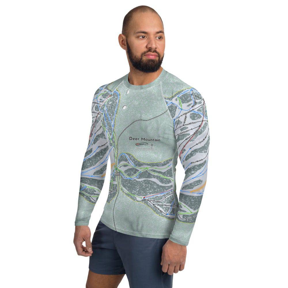Deer Mountain, South Dakota Ski Trail Map Men's Base Layer Top - Powderaddicts