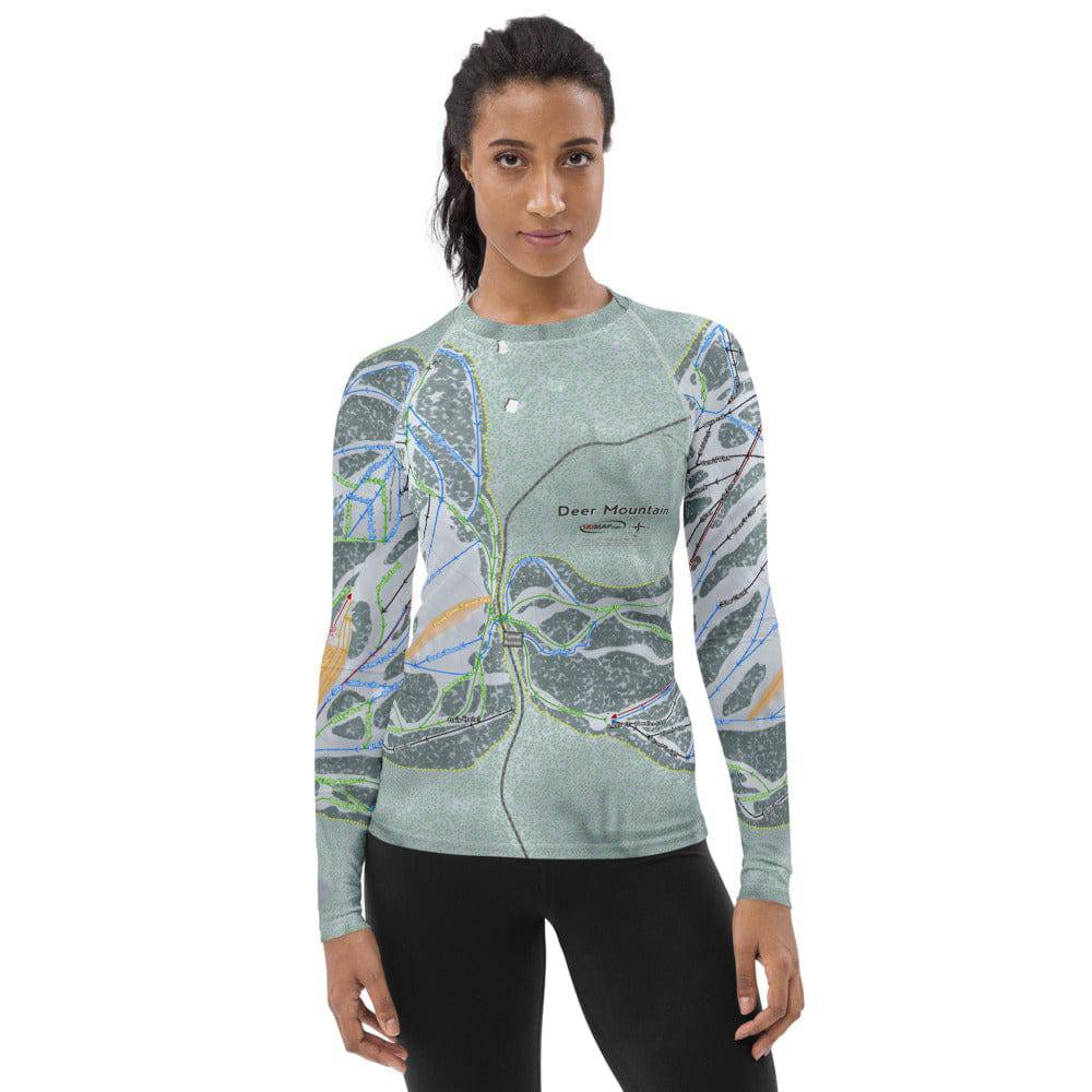Deer Mountain, South Dakota Ski Trail Map Women's Base Layer Top