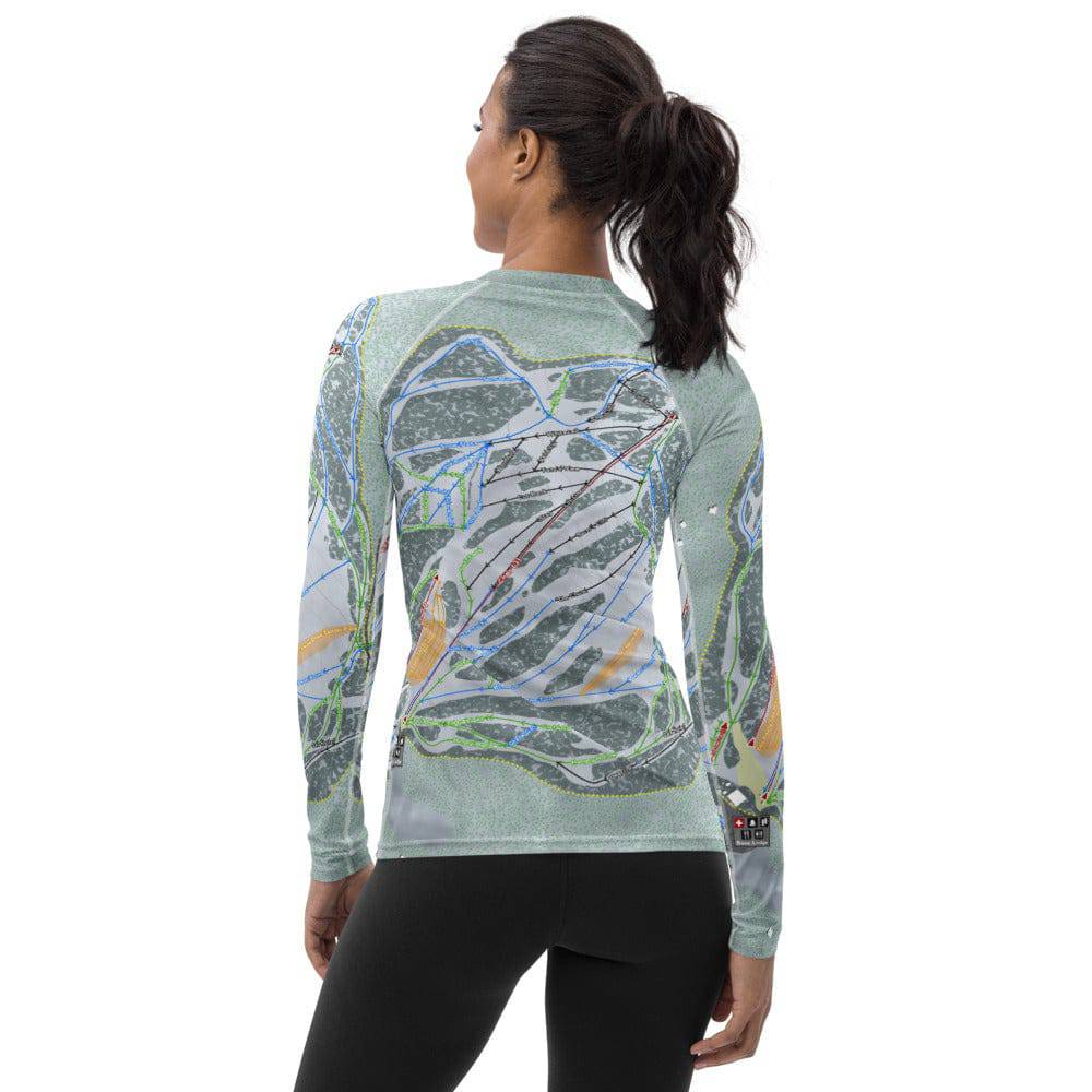 Deer Mountain, South Dakota Ski Trail Map Women's Base Layer Top - Powderaddicts
