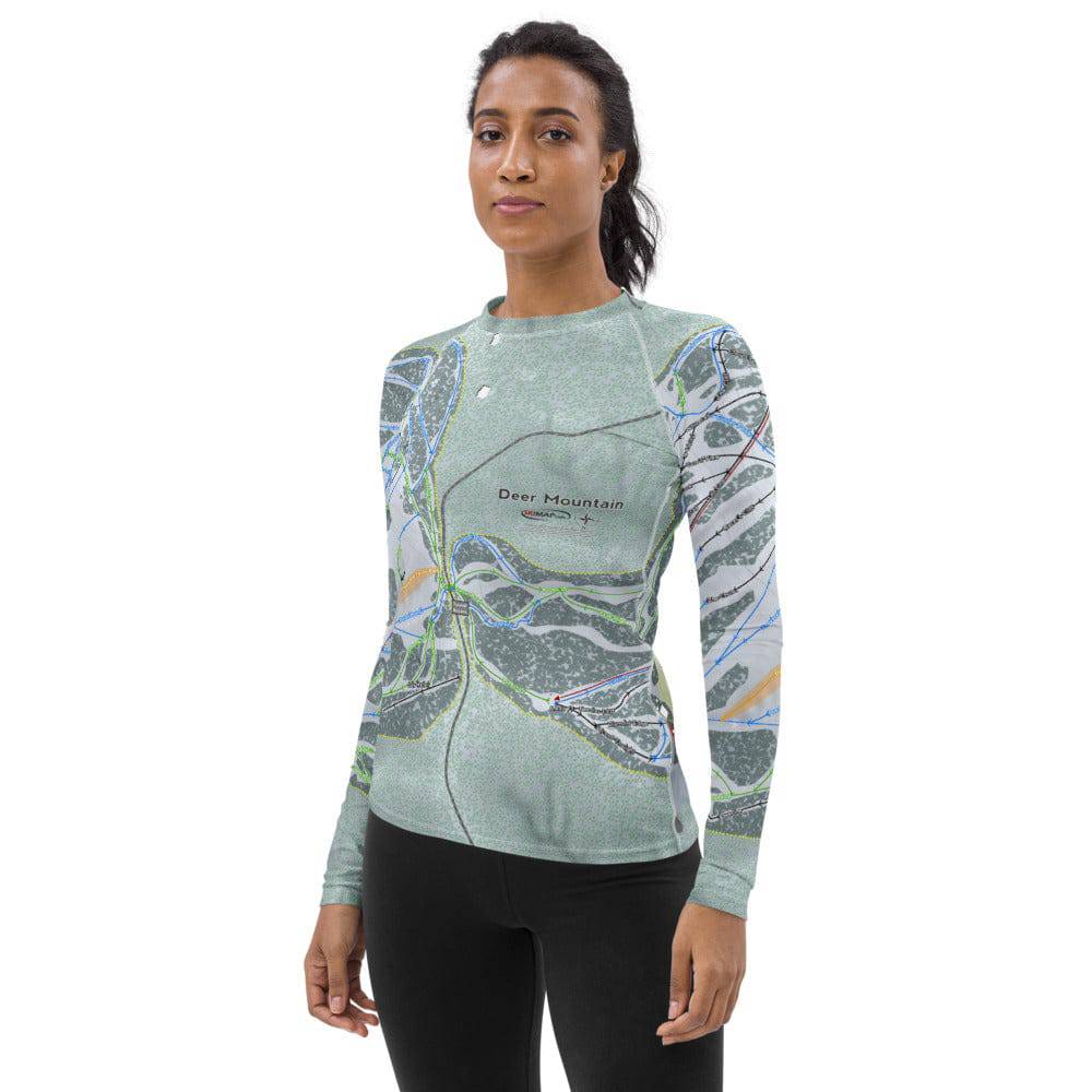 Deer Mountain, South Dakota Ski Trail Map Women&#39;s Base Layer Top - Powderaddicts