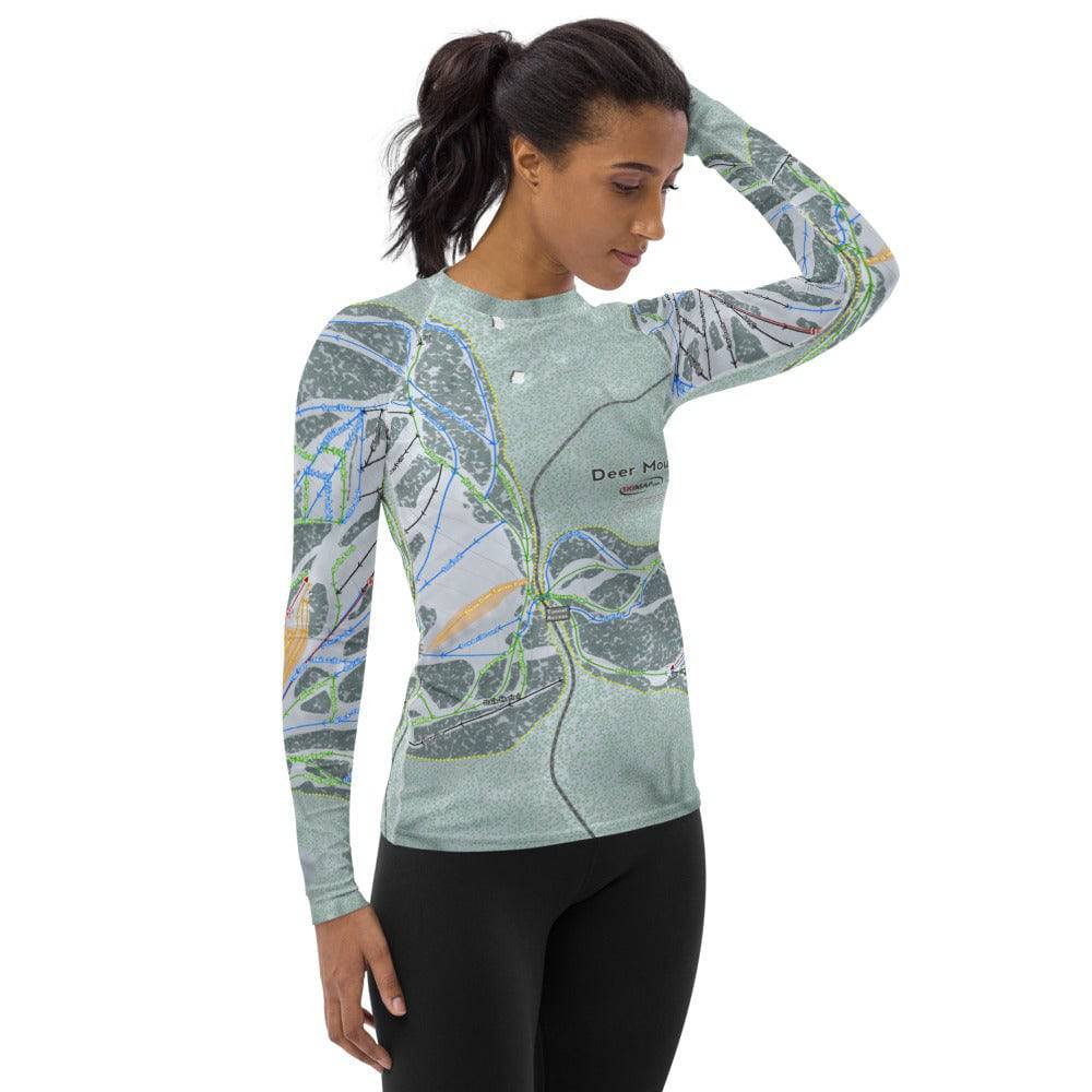 Deer Mountain, South Dakota Ski Trail Map Women&#39;s Base Layer Top - Powderaddicts