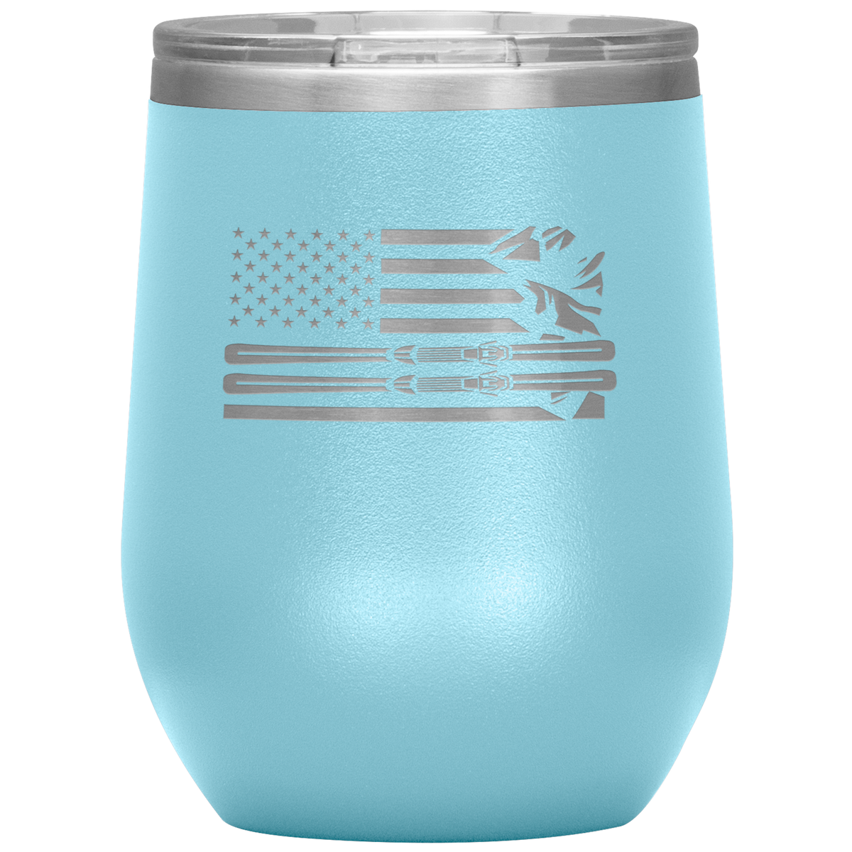 USA Ski Flag 12oz Wine Tumbler - Powderaddicts