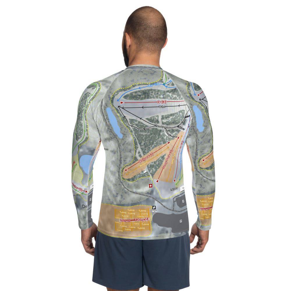 Detroit Mountain, Minnesota Ski Trail Map Men's Base Layer Top - Powderaddicts