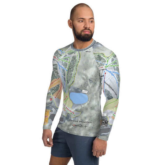 Detroit Mountain, Minnesota Ski Trail Map Men's Base Layer Top - Powderaddicts