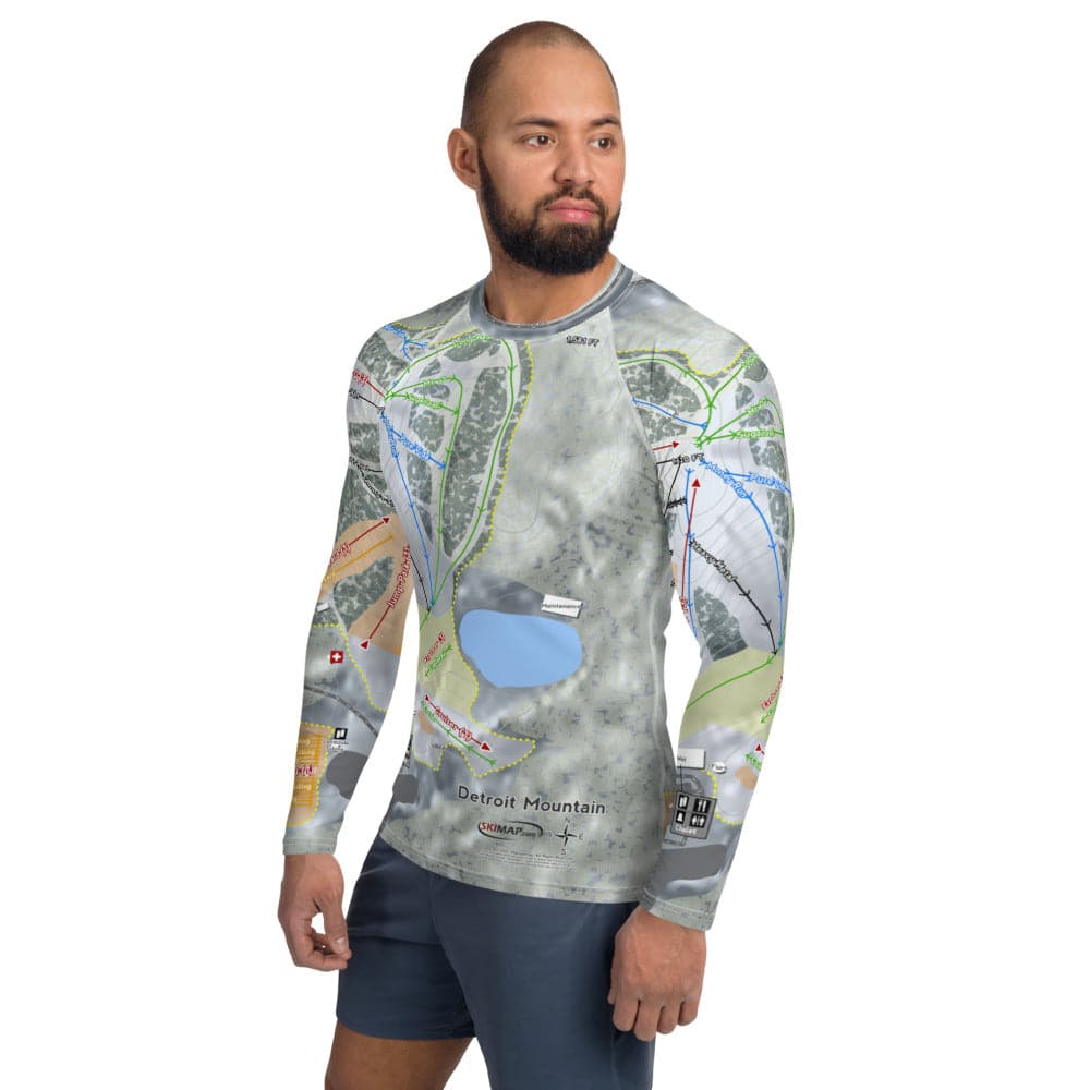 Detroit Mountain, Minnesota Ski Trail Map Men's Base Layer Top - Powderaddicts
