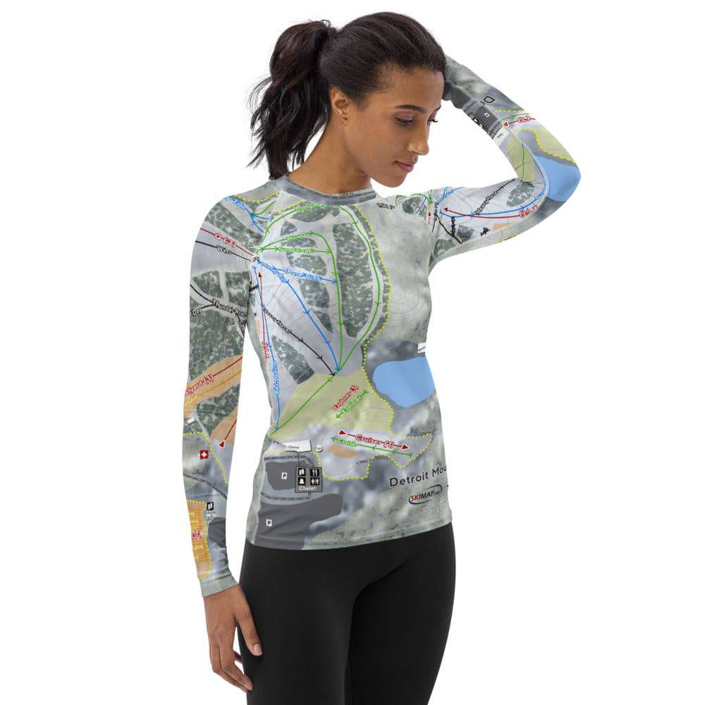 Detroit Mountain, Minnesota Ski Trail Map Women's Base Layer Top - Powderaddicts