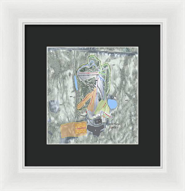 Detroit Mountain Ski Trail Map - Framed Print - Powderaddicts