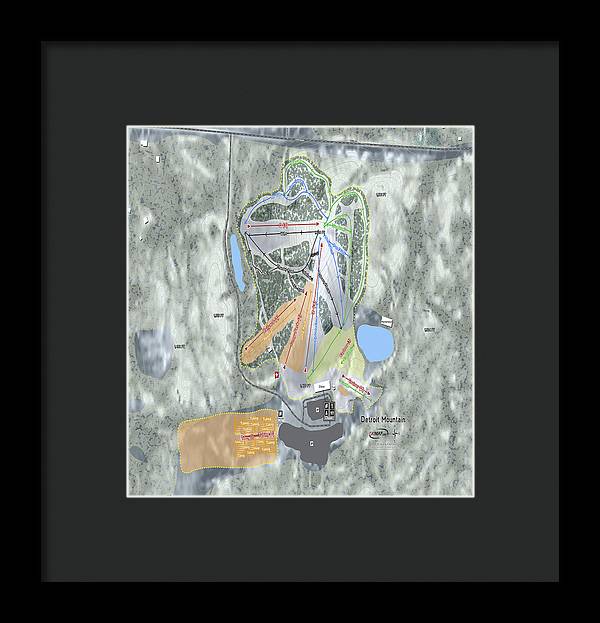Detroit Mountain Ski Trail Map - Framed Print - Powderaddicts
