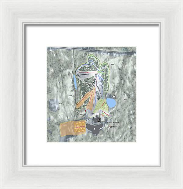 Detroit Mountain Ski Trail Map - Framed Print - Powderaddicts