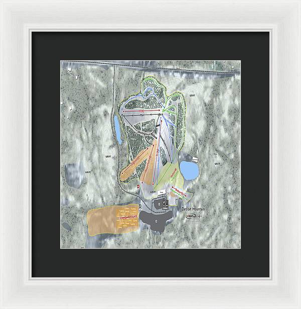 Detroit Mountain Ski Trail Map - Framed Print - Powderaddicts