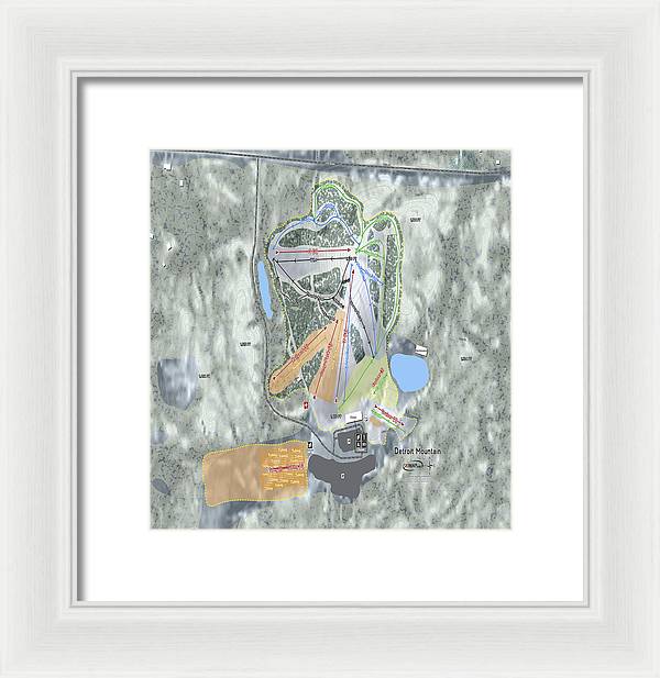 Detroit Mountain Ski Trail Map - Framed Print - Powderaddicts