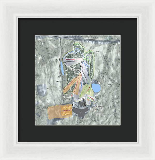 Detroit Mountain Ski Trail Map - Framed Print - Powderaddicts