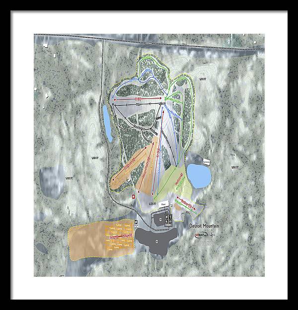 Detroit Mountain Ski Trail Map - Framed Print - Powderaddicts