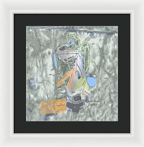 Detroit Mountain Ski Trail Map - Framed Print - Powderaddicts
