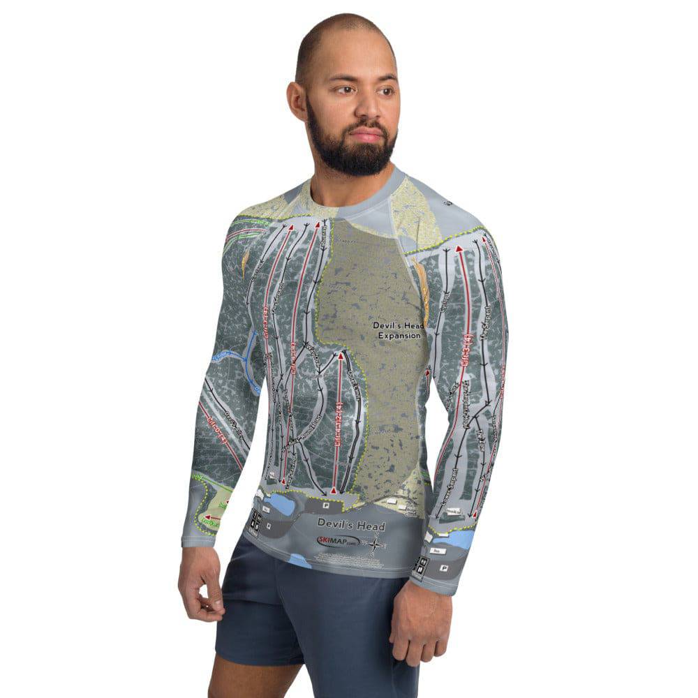 Devil's Head, Wisconsin Ski Trail Map Men's Base Layer Top - Powderaddicts