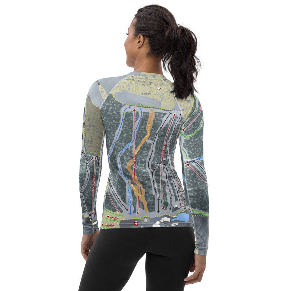 Devil&#39;s Head, Wisconsin Ski Trail Map Women&#39;s Base Layer Top - Powderaddicts