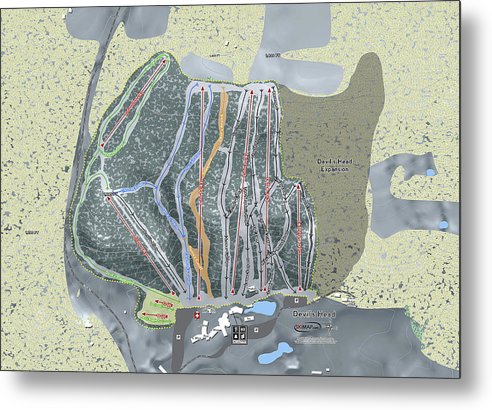 Devil&#39;s Head Ski Trail Map - Metal Print - Powderaddicts