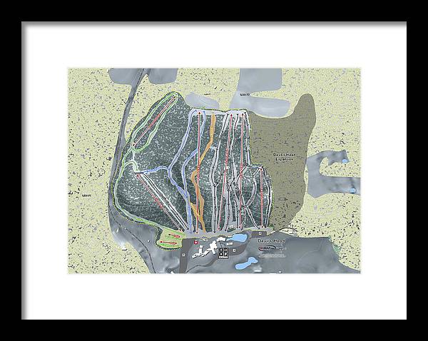 Devil's Head Ski Trail Map - Framed Print - Powderaddicts